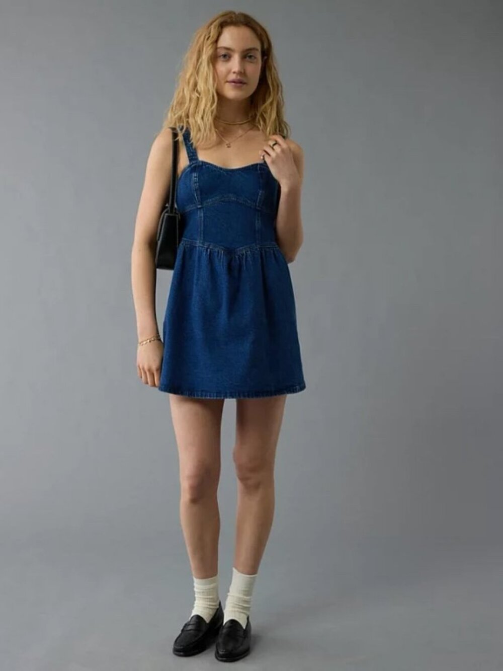 American Eagle Outfitters Denim Sweetheart Mini Dress Stretch Medium